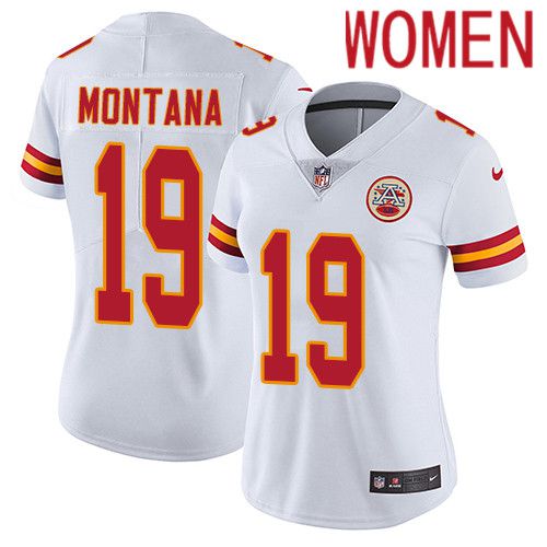 Women Kansas City Chiefs #19 Joe Montana Nike White Vapor Limited NFL Jersey->women nfl jersey->Women Jersey